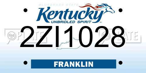 2ZI1028 Kentucky License Plate