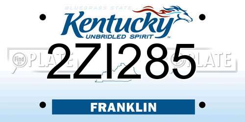 2ZI285 Kentucky License Plate