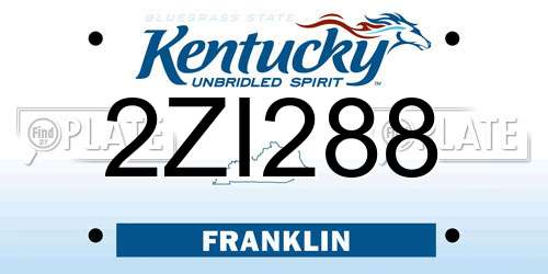 2ZI288 Kentucky License Plate