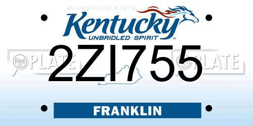 2ZI755 Kentucky License Plate