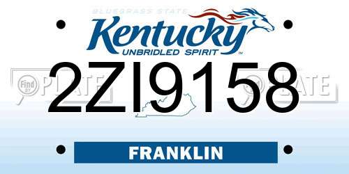 2ZI9158 Kentucky License Plate