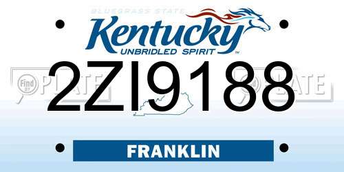 2ZI9188 Kentucky License Plate