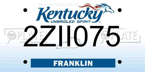 2ZII075 Kentucky License Plate