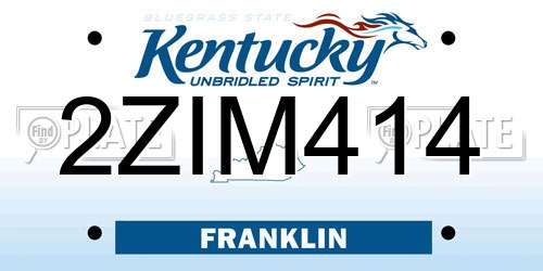 2ZIM414 Kentucky License Plate