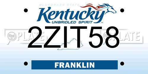 2ZIT58 Kentucky License Plate