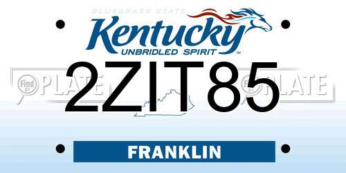 2ZIT85 Kentucky License Plate