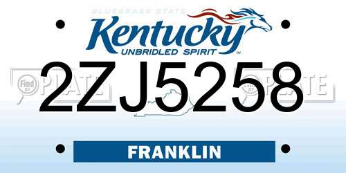 2ZJ5258 Kentucky License Plate