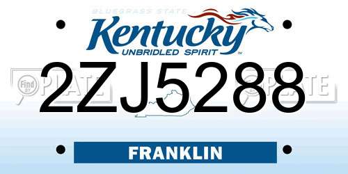 2ZJ5288 Kentucky License Plate
