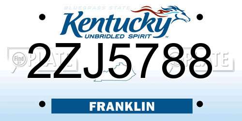 2ZJ5788 Kentucky License Plate