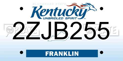 2ZJB255 Kentucky License Plate