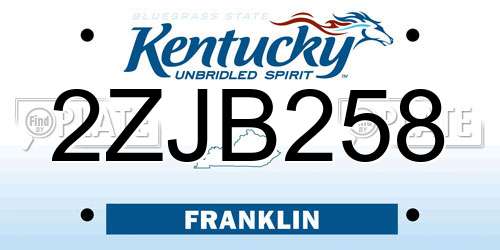 2ZJB258 Kentucky License Plate