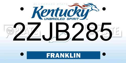 2ZJB285 Kentucky License Plate