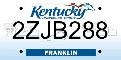 2ZJB288 Kentucky License Plate