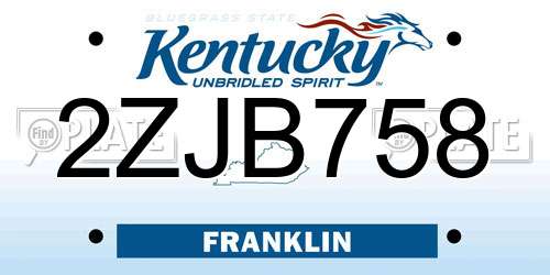 2ZJB758 Kentucky License Plate