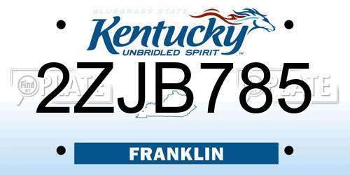 2ZJB785 Kentucky License Plate