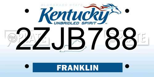 2ZJB788 Kentucky License Plate