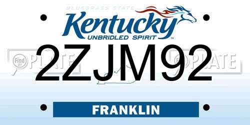2ZJM92 Kentucky License Plate