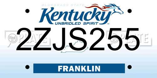 2ZJS255 Kentucky License Plate