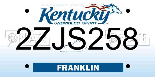 2ZJS258 Kentucky License Plate