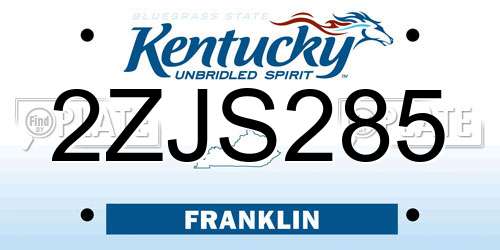 2ZJS285 Kentucky License Plate