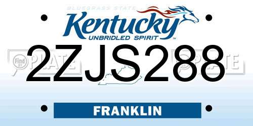 2ZJS288 Kentucky License Plate