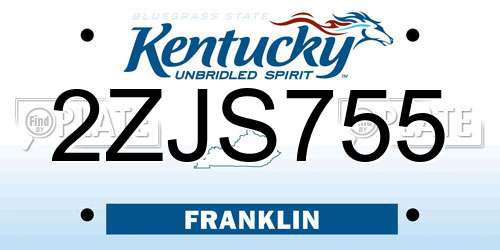 2ZJS755 Kentucky License Plate