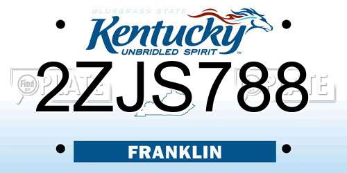 2ZJS788 Kentucky License Plate