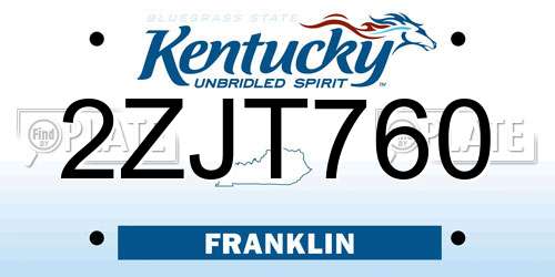 2ZJT760 Kentucky License Plate