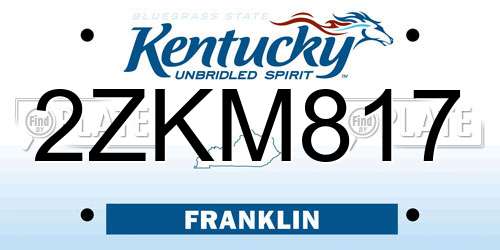 2ZKM817 Kentucky License Plate