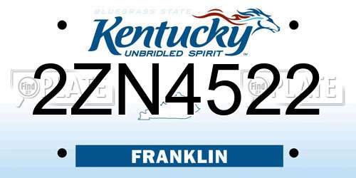 2ZN4522 Kentucky License Plate