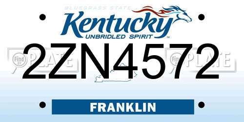 2ZN4572 Kentucky License Plate