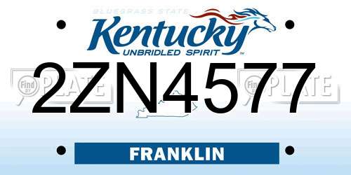 2ZN4577 Kentucky License Plate