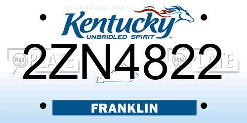 2ZN4822 Kentucky License Plate