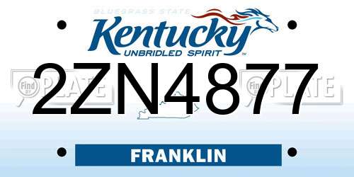 2ZN4877 Kentucky License Plate