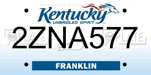 2ZNA577 Kentucky License Plate