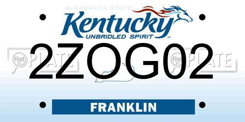 2ZOG02 Kentucky License Plate