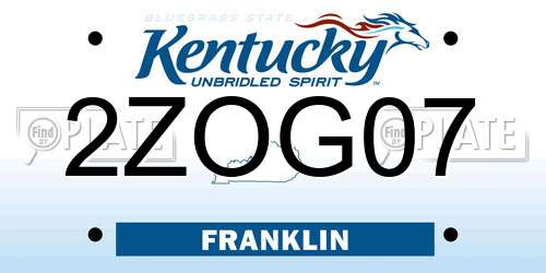 2ZOG07 Kentucky License Plate