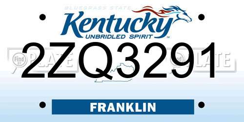 2ZQ3291 Kentucky License Plate