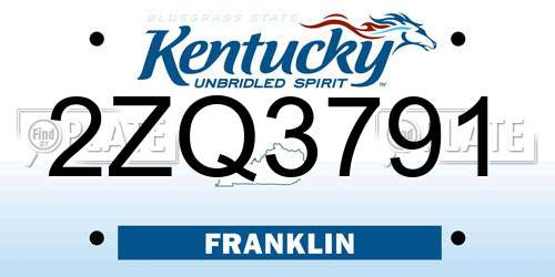 2ZQ3791 Kentucky License Plate