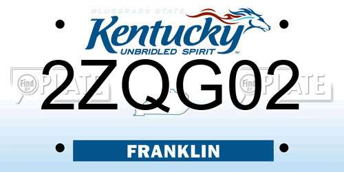 2ZQG02 Kentucky License Plate