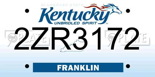 2ZR3172 Kentucky License Plate