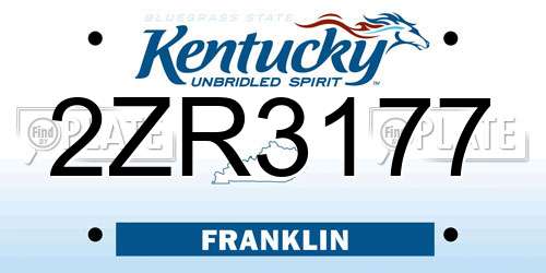2ZR3177 Kentucky License Plate