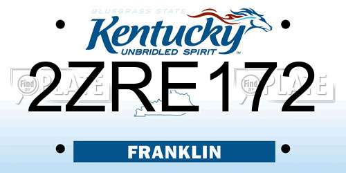 2ZRE172 Kentucky License Plate