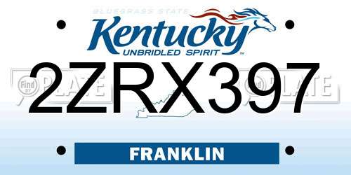2ZRX397 Kentucky License Plate