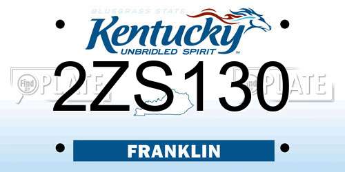 2ZS130 Kentucky License Plate