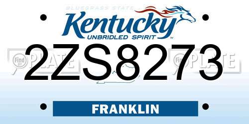 2ZS8273 Kentucky License Plate