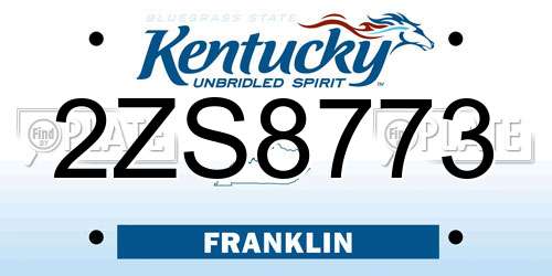 2ZS8773 Kentucky License Plate