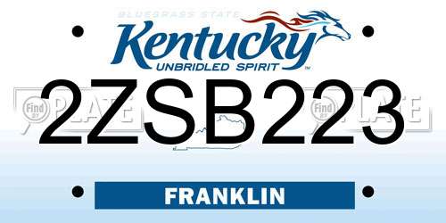 2ZSB223 Kentucky License Plate