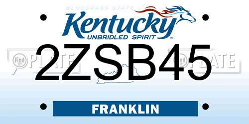2ZSB45 Kentucky License Plate