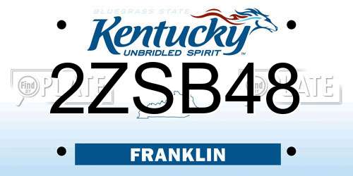 2ZSB48 Kentucky License Plate
